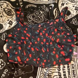 Silk cherry crop top